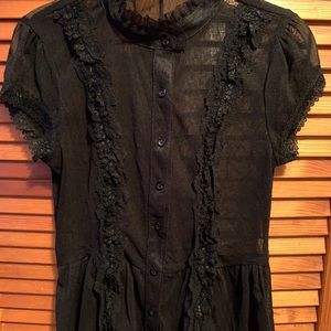 Mesh black shirt with lacing